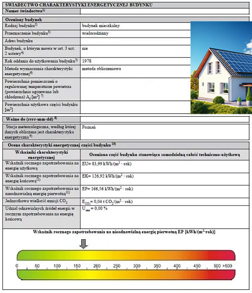 Świadectwo charakterystyki energetycznej budynku